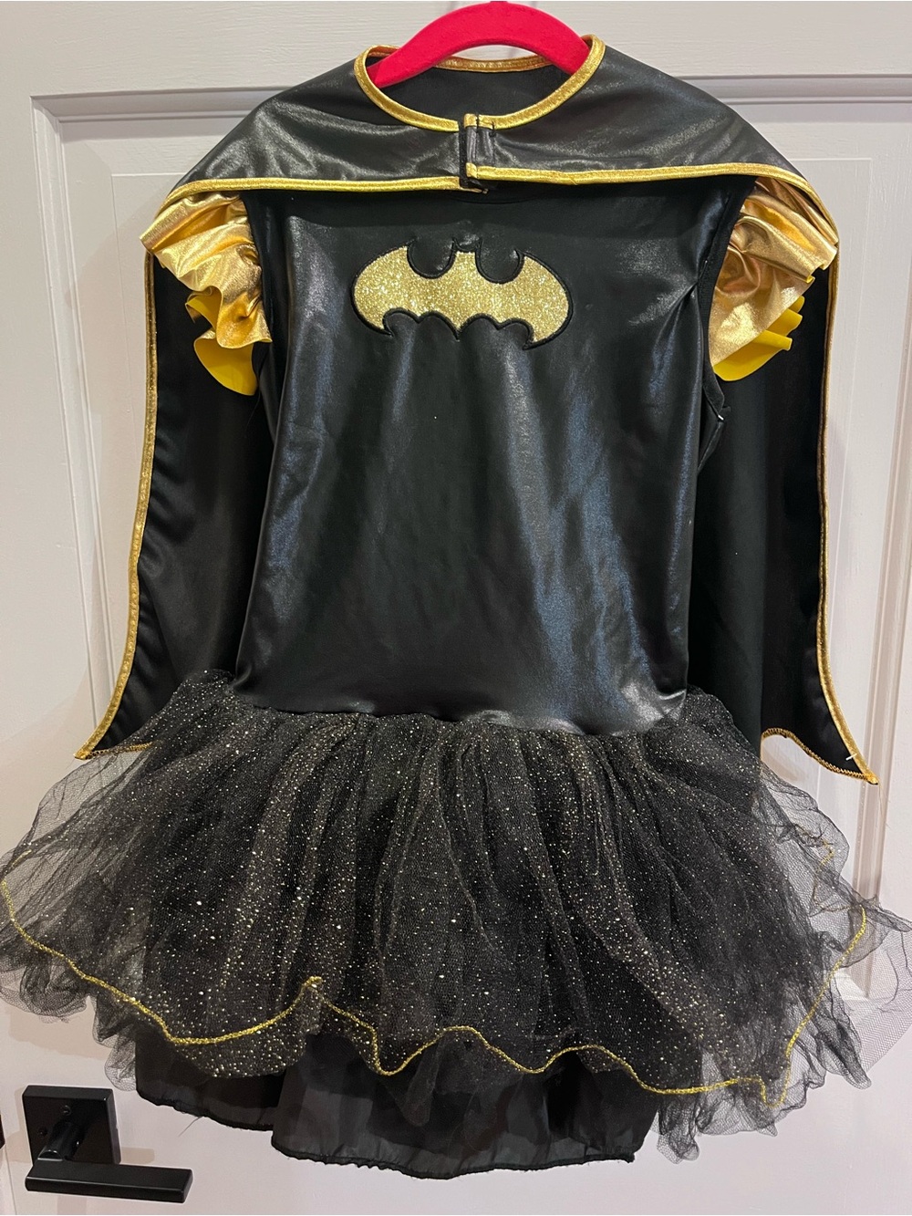 Girls' Black & Gold Superhero Batgirl Costume with Tulle Skirt